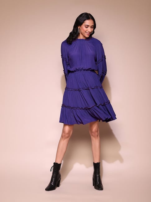 Label Ritu Kumar Purple Fit Flare Dress