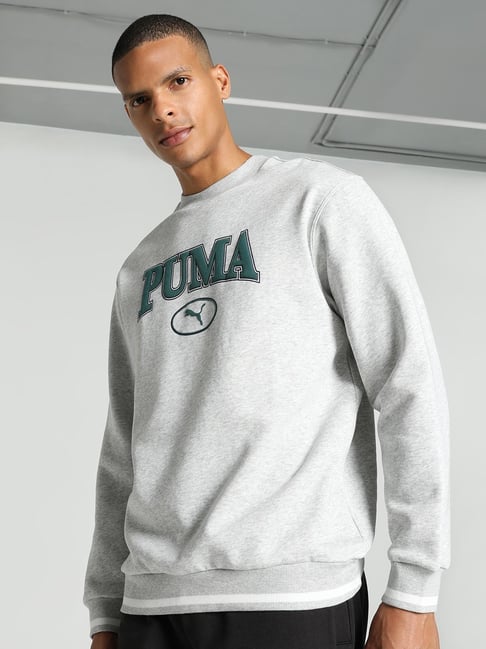 Buy Puma Grey Cotton Regular Fit Logo Printed Sweatshirt for Mens