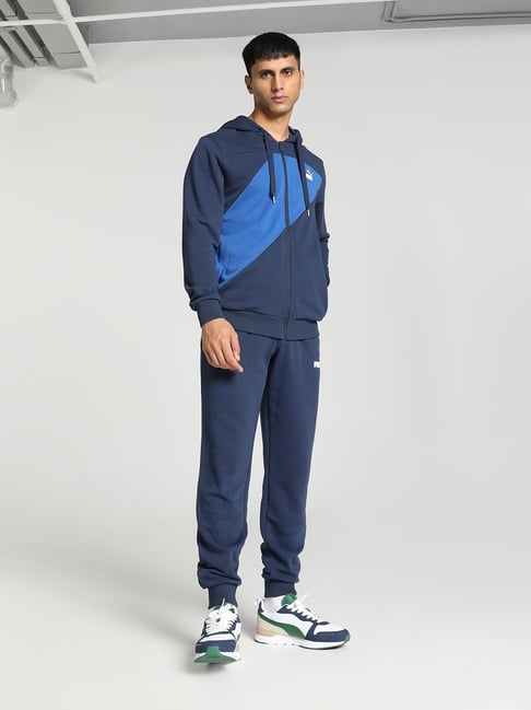 Puma POWER Blue Cotton Regular Fit Colour Block Tracksuit