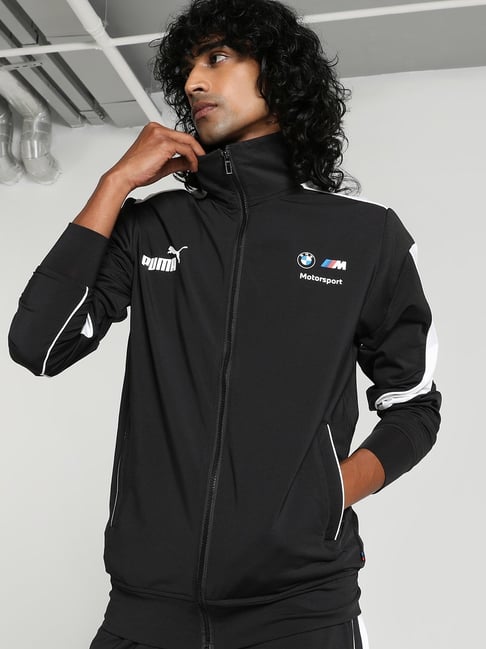 Puma BMW MMS MT7 Black Slim Fit Self Pattern Sports Jacket