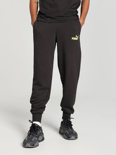 Puma Essentials Black Cotton Regular Fit Sports Joggers