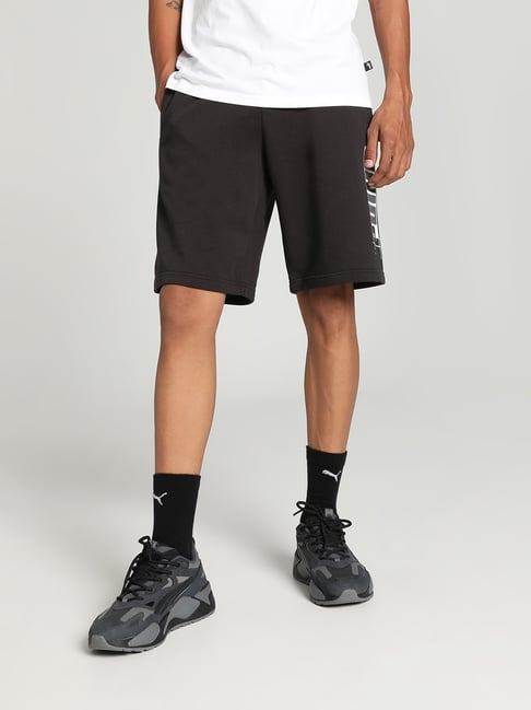 Puma Black Cotton Regular Fit Logo Printed Sports Shorts-picture-27