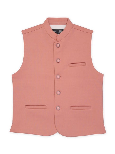 Cavio Kids Pink Solid Nehru Jacket-picture-24