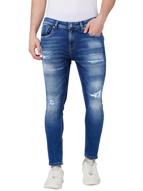 spykar jeans distressed ripped jeans womens