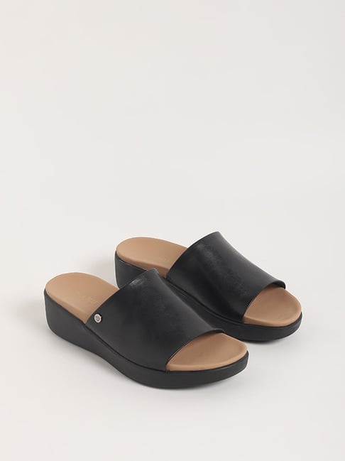 ALBATROSS Beach Leather Flatform Slides | beek