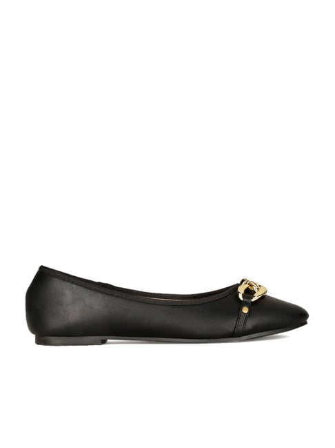 Bata Women's Gold Trim Black Flat Ballets-picture-28