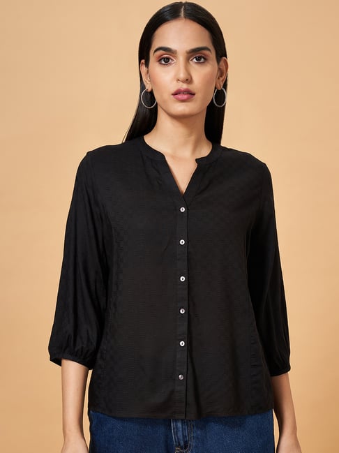 Marigold Lane Black Self Pattern Shirt-picture-21