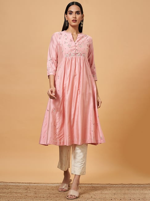 Marigold Lane Pink Embroidered A Line Kurta-picture-43