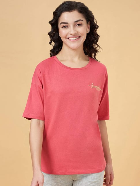 Buy Zivame Zivame Peach Printed T-Shirt at Redfynd