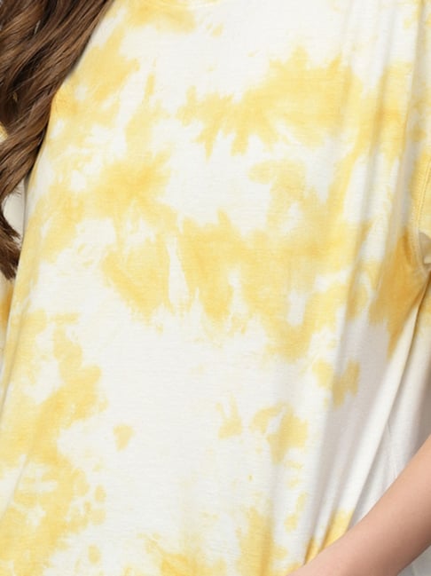 white and yellow tie dye shirt