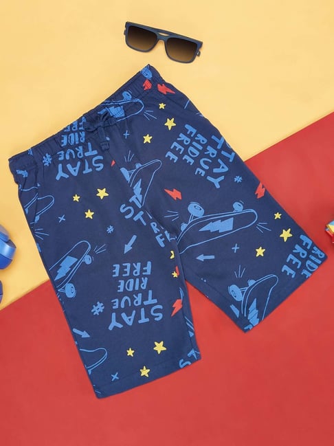 Pantaloons Junior Estate Blue Cotton Printed Shorts-picture-10