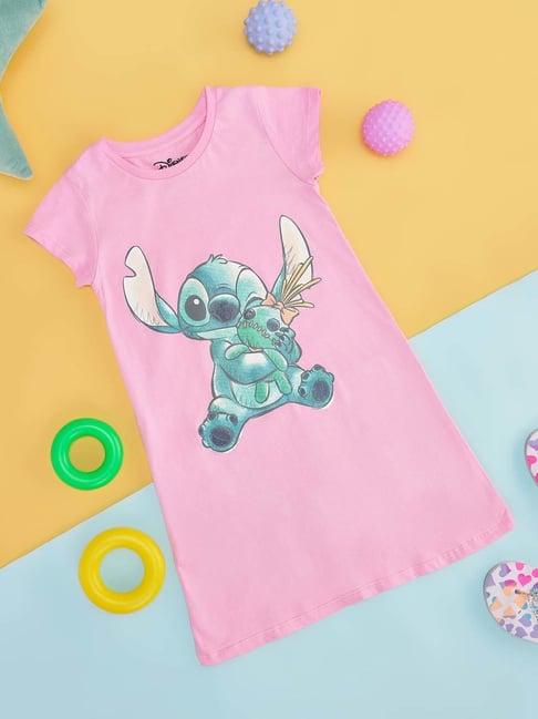 Pantaloons Junior Prism Pink Cotton Printed Night Dress