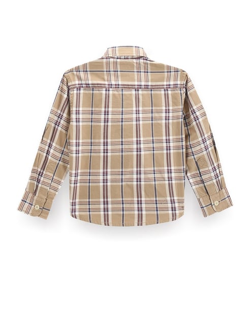 Polo Kids Beige Checks Full Sleeves Shirt
