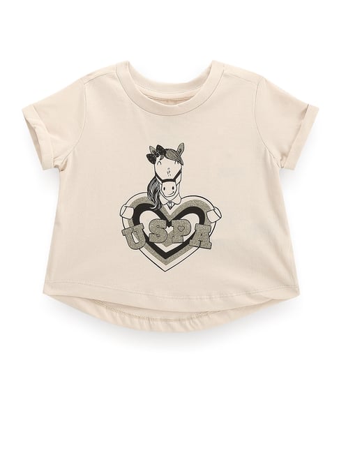 U.S. Polo Assn. Kids Beige Printed T-Shirt