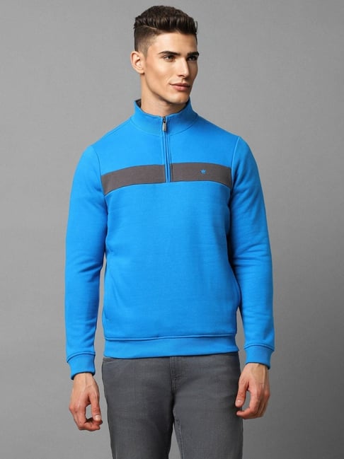 Louis Philippe Blue Regular Fit Colour Block Sweatshirt-picture-37