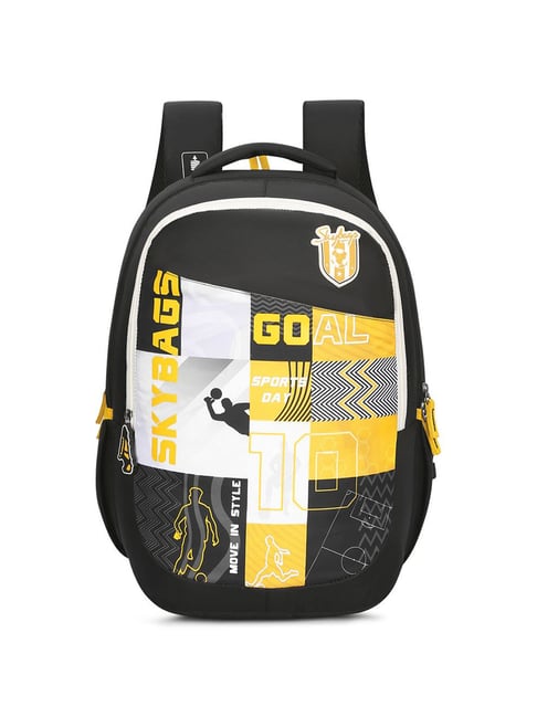 skybags klan pro 01 black polyester printed backpack - 32 ltrs