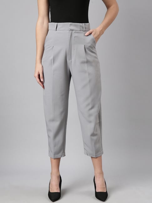 showoffff SHOWOFF Grey Regular Fit Trousers-picture-32