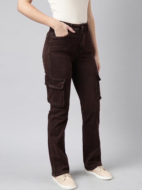 Tdoqot Women's Cargo Pants- with Pockets High weight Casual Fashion  Straight Leg Pants Brown Size M - Walmart.com