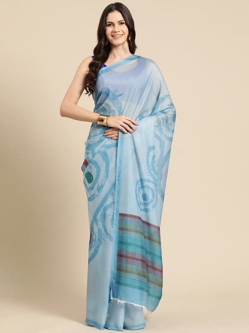 Sky Blue Paithani Zari Woven Border Party Wear Designer Saree