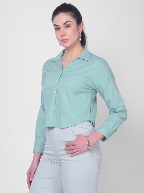 Crimsoune Club Sea Green Slim Fit Shirt