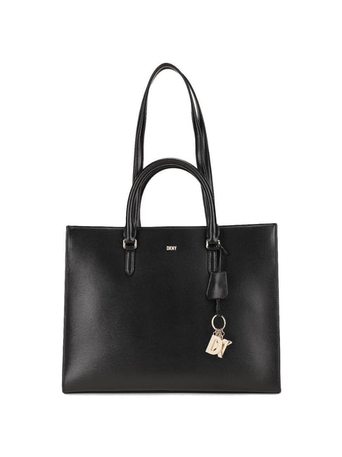 Buy Dkny Black Leather Solid Tote Handbag Online At Best Price