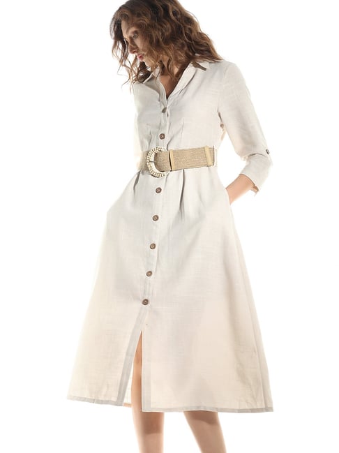 Buy Vero Moda Light Beige Midi Shirt Dress for Women Online @ Tata