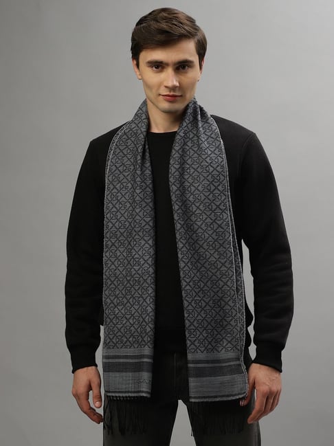 Gant Black Wool Printed Muffler-picture-16