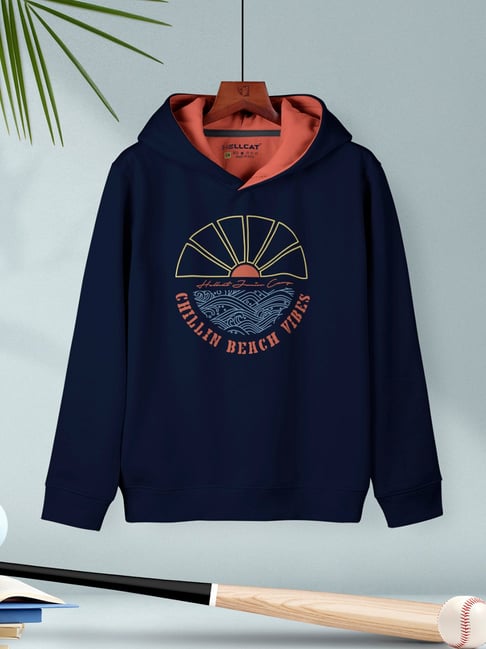 HELLCAT Kids Navy Printed Full Sleeves T-Shirt-picture-15