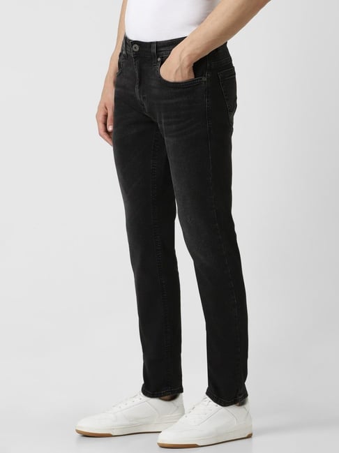 Buy Men Black Dark Wash Low Skinny Fit Jeans Online - 310406 | Peter England