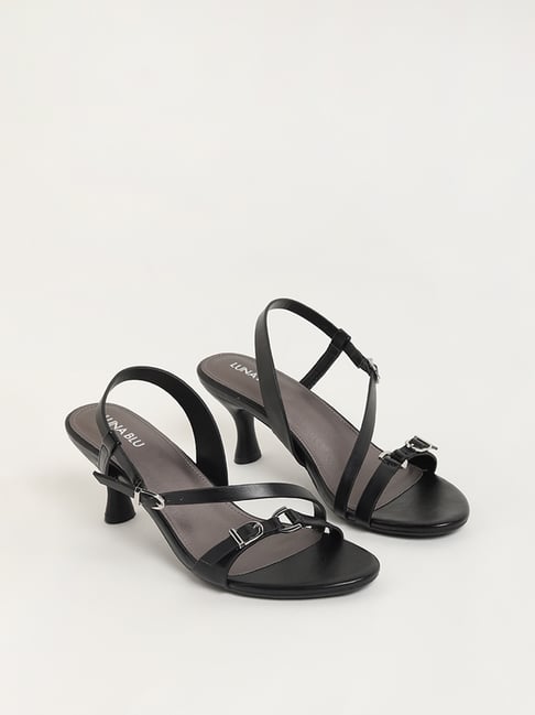 Women Comfortable Strap Chunky Heeled Sandals, Elegant Black Summer Ankle  Strap Sandals | SHEIN