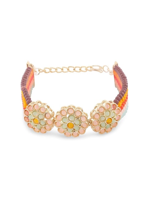 【ちはる】OX JEWELRY / Wave Bracelet Buy Zaveri Pearls Multicolor Dazzling Crystal Bracelet-ZPFK16665