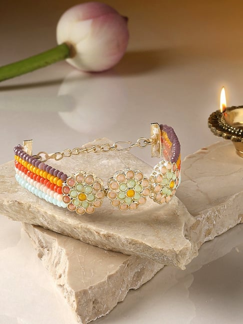 【ちはる】OX JEWELRY / Wave Bracelet Buy Zaveri Pearls Multicolor Dazzling Crystal Bracelet-ZPFK16665