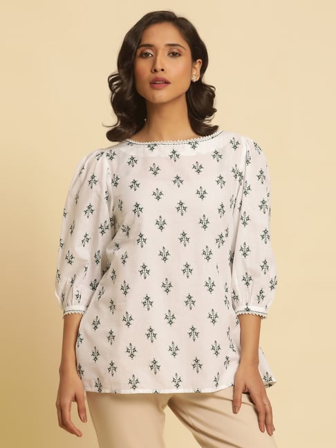 W White Cotton Printed Top-picture-21