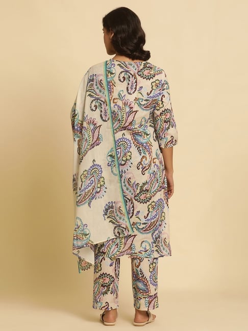 Buy W Beige Cotton Printed Kurta Pant Set With Dupatta for Women Online @  Tata CLiQ
