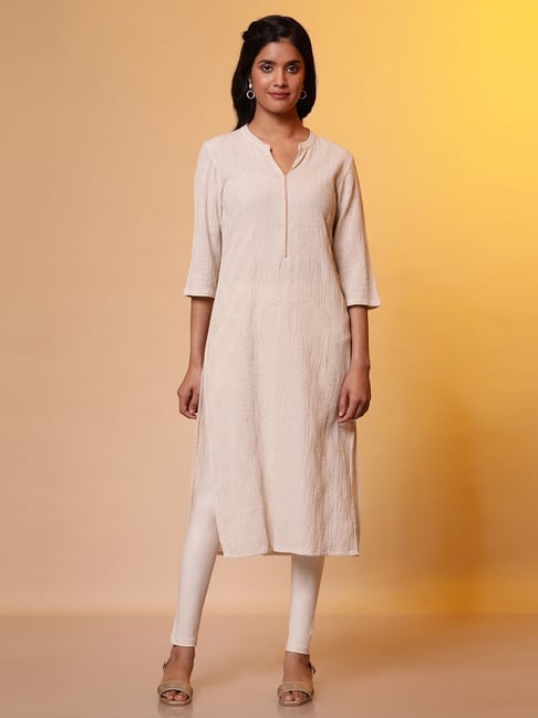 aurelia pink cotton woven pattern straight kurta