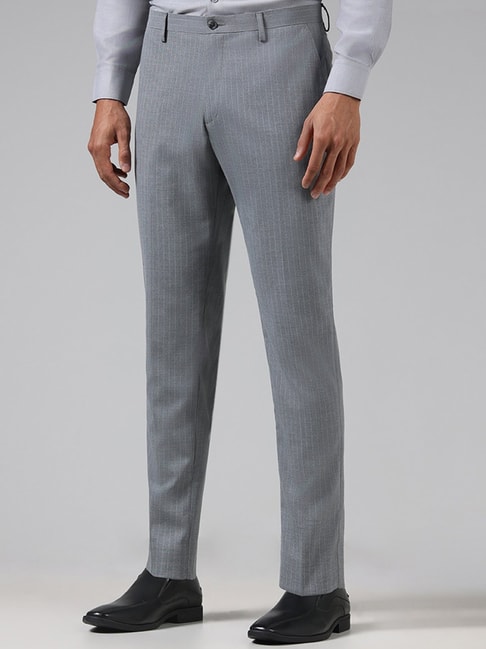 Formal Trouser: Check Men Blue Cotton Blend Formal Trouser at Cliths