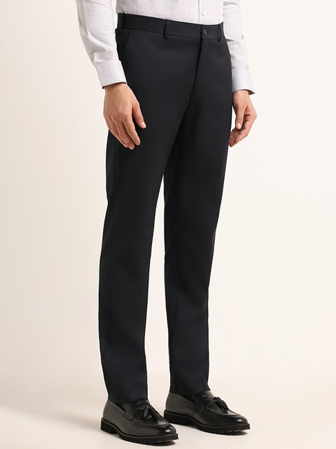 Buy WES Formals Navy Ultra-Slim Fit Trousers from Westside