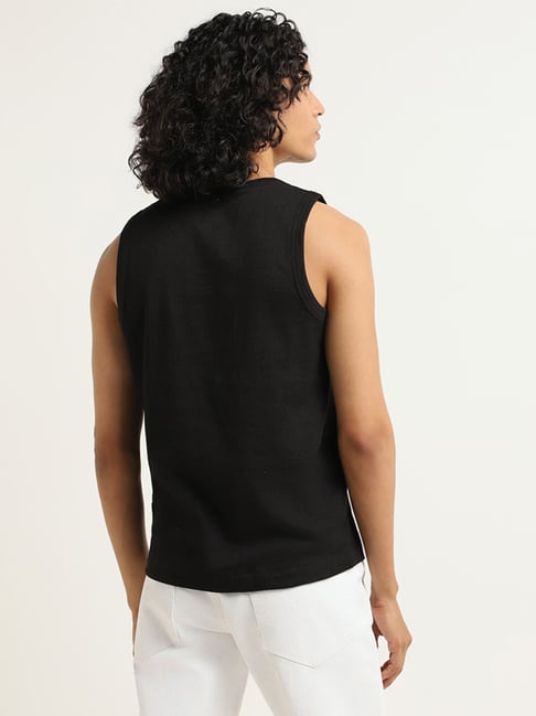 Buy Nuon by Westside Black Ribbed Slim Fit T-Shirt for Online