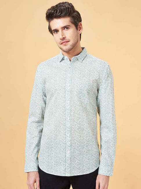 Byford by Pantaloons Mint Green Cotton Slim Fit Printed Shirt-picture-45