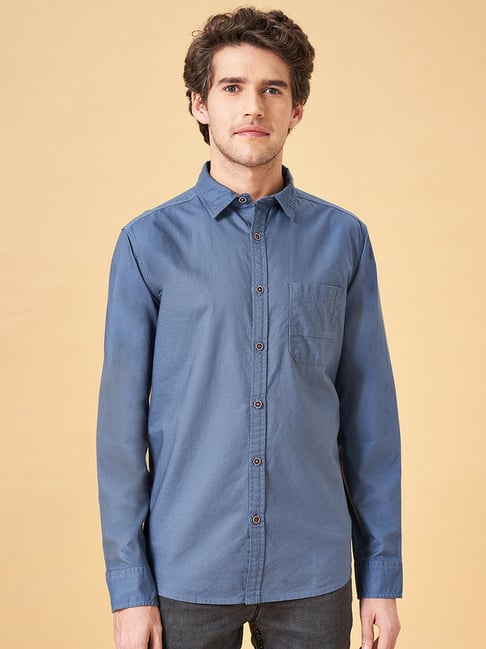 SF Jeans by Pantaloons Moonlight Blue Cotton Slim Fit Shirt-image-42