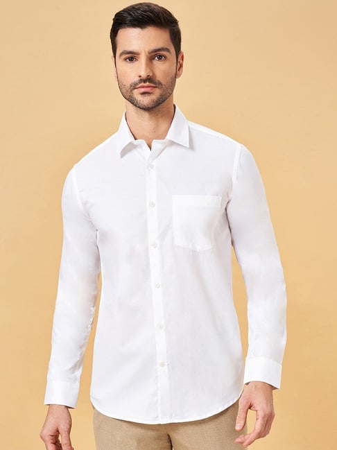 Byford by Pantaloons White Cotton Slim Fit Shirt