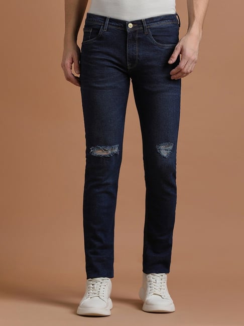 allen solly Men Navy Skinny Fit Dark Wash Jeans-picture-40