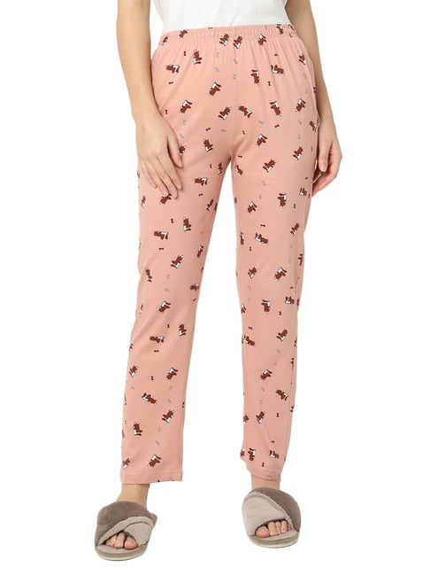 Printed Dusty Pink Lounge Pants for Women