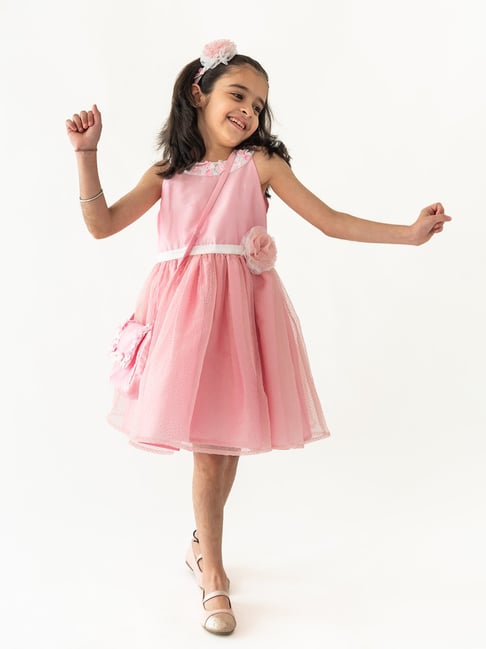A Little Fable Kids Pink Solid Dress