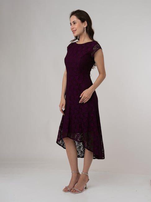 Buy Zink London Wine Lace High-low Dress for Women Online @ Tata CLiQ