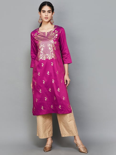 Buy Melange by Lifestyle Purple Printed Straight Kurta for Women Online Tata CLiQ