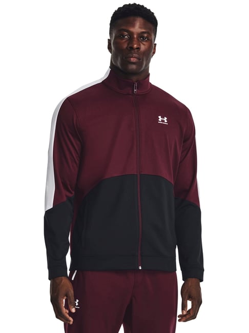 Buy Under Armour Maroon Loose Fit Colour Block Sports Jacket for Mens Online Tata CLiQ