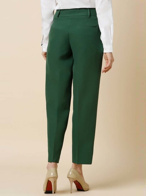 Buy Allen Solly Green Mid Rise Formal Trouser for Women Online Tata CLiQ