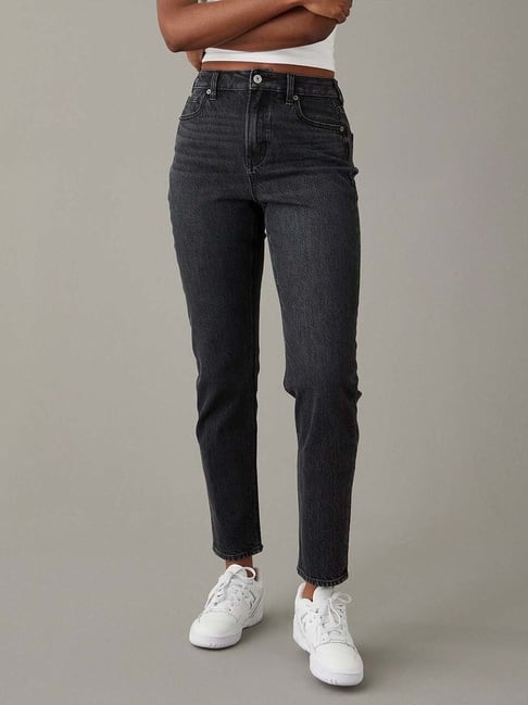American Eagle Outfitters Black Cotton Mid Rise Jeans-picture-39