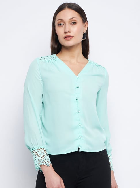 MADAME Sea Green Regular Fit Shirt-picture-41